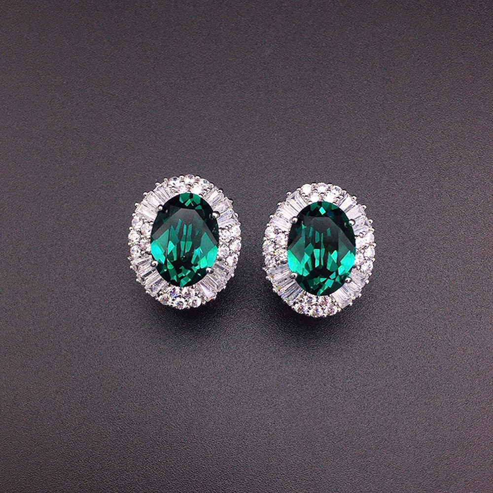 Luxury Violet Blue Oval Crystal Stud Earrings for Women