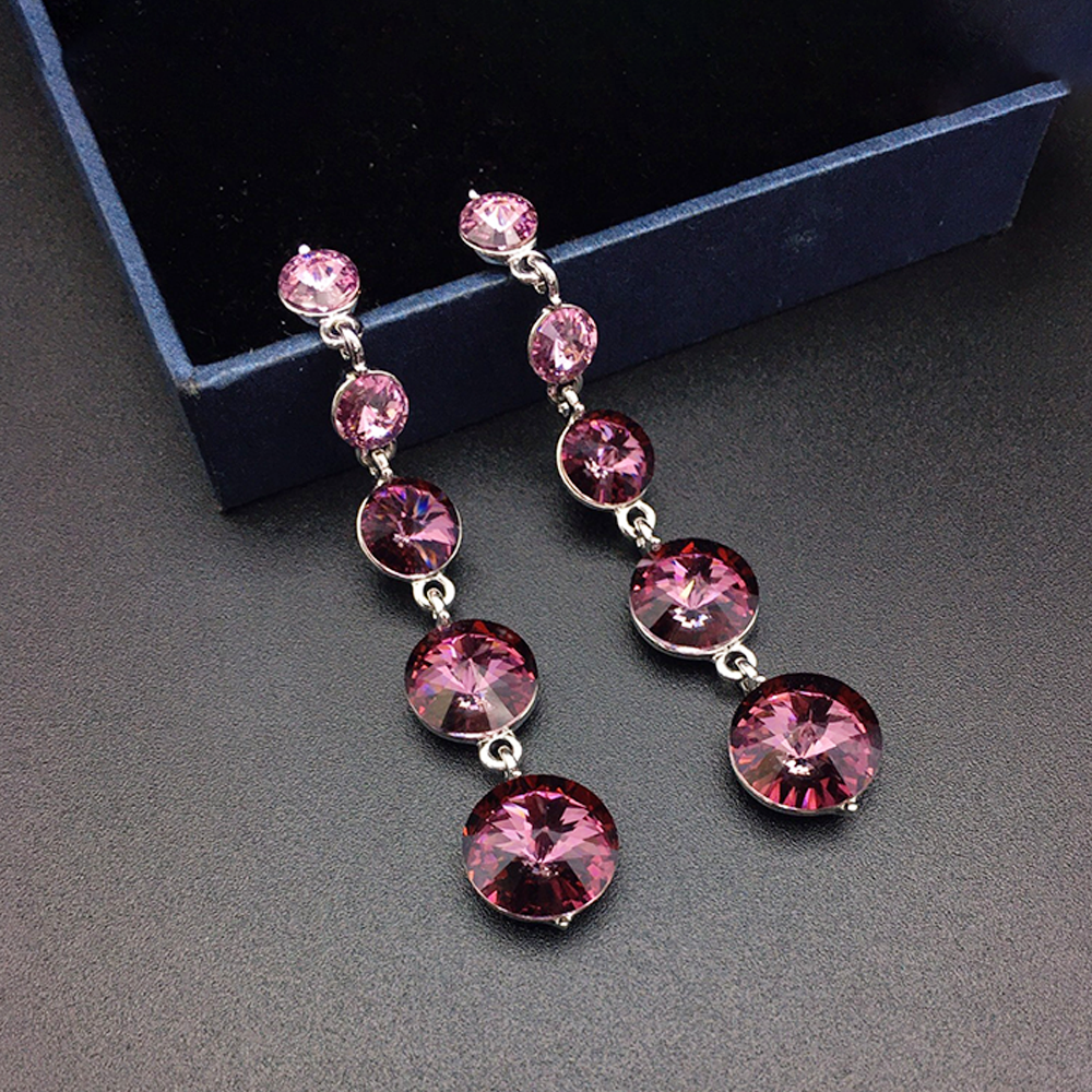 Elegant Emerald Green Graduated Crystal Drop Earrings for Women