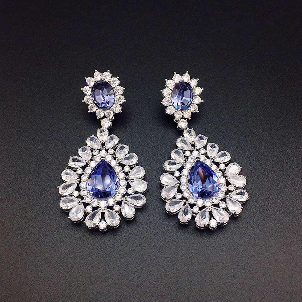 Luxury Ruby Pink Crystal Chandelier Earrings