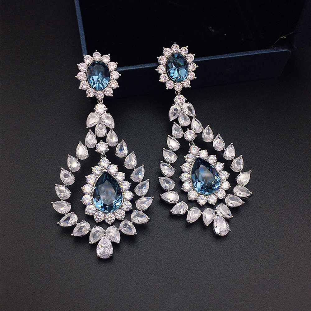 Luxury Ruby Pink Crystal Chandelier Earrings