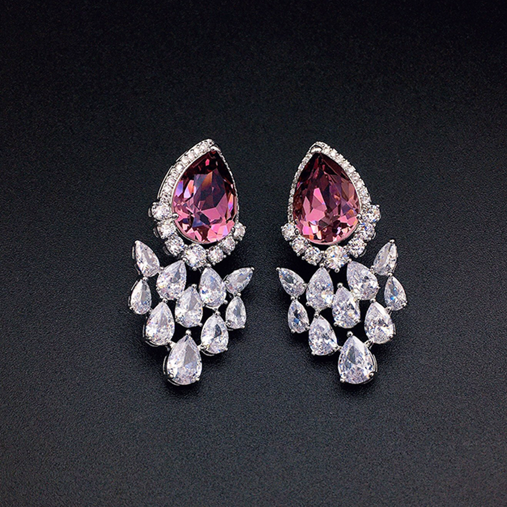 Luxury Sapphire Blue Teardrop Crystal Earrings for Women