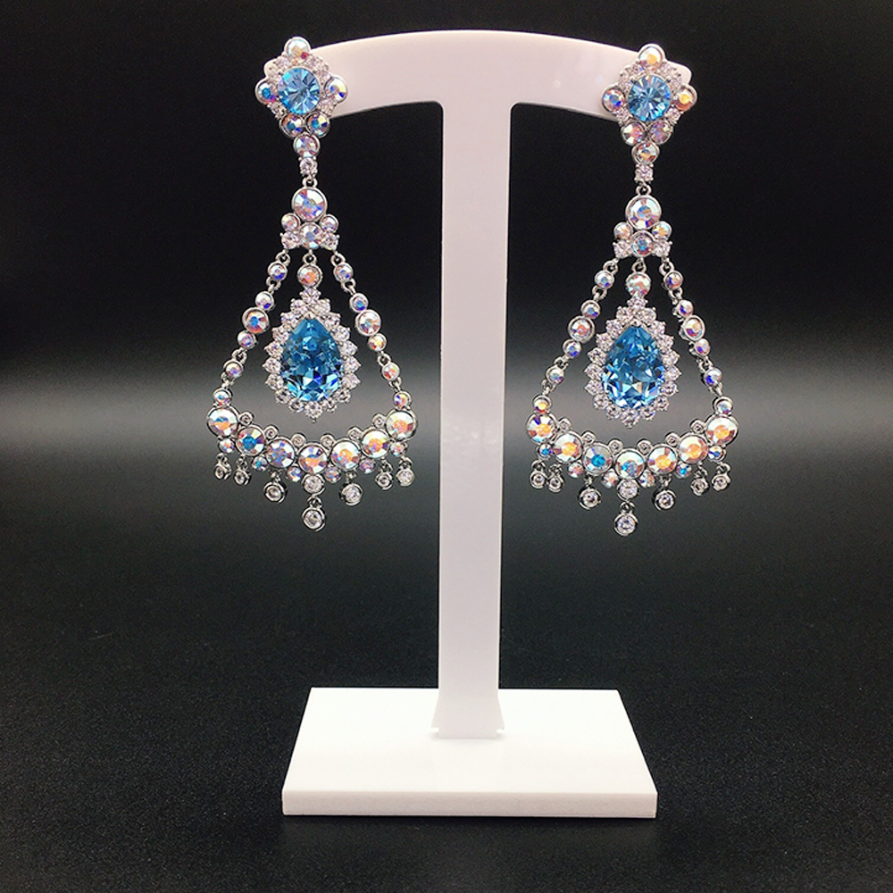 Luxury Sapphire Blue Chandelier Earrings for Evening Wear