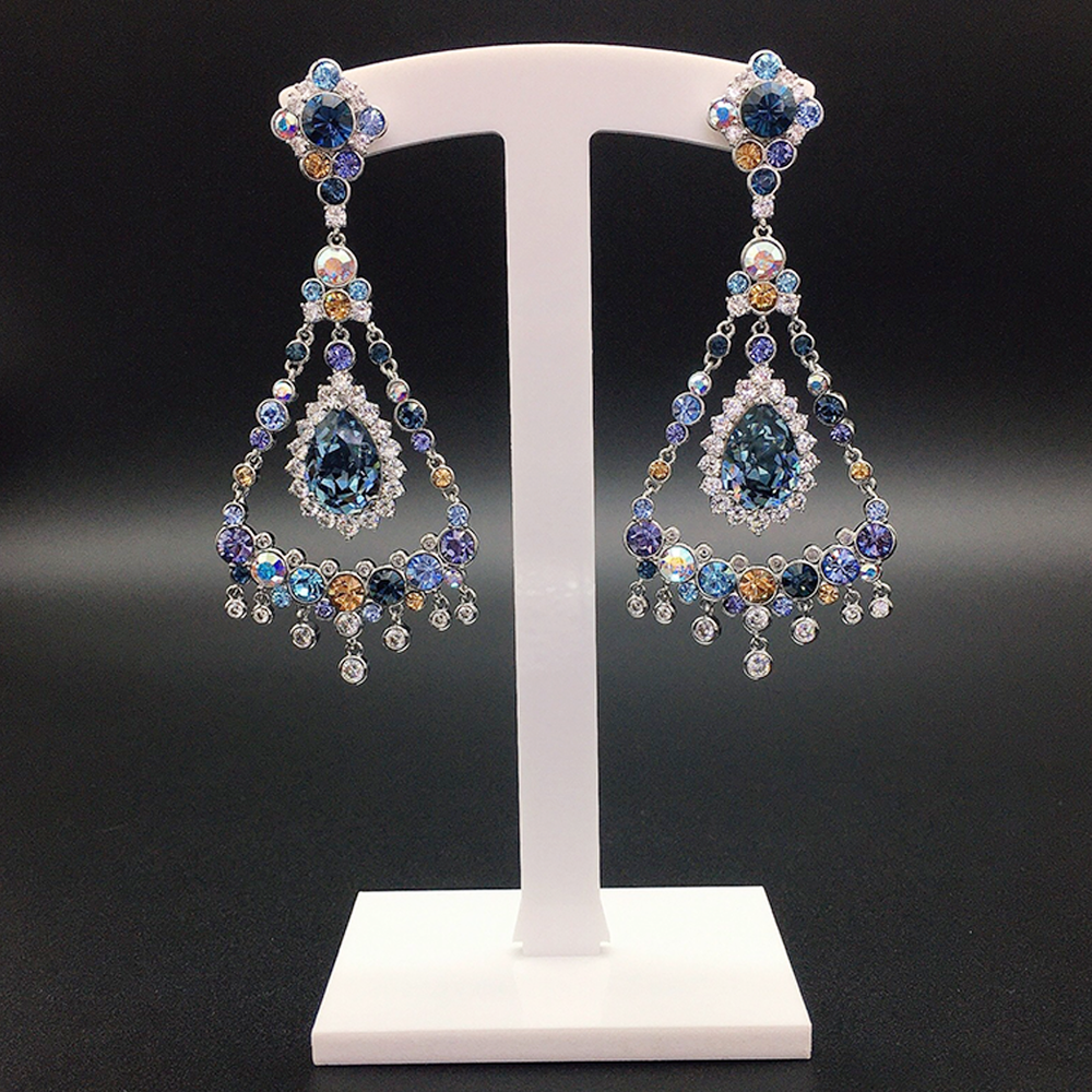 Luxury Sapphire Blue Chandelier Earrings for Evening Wear