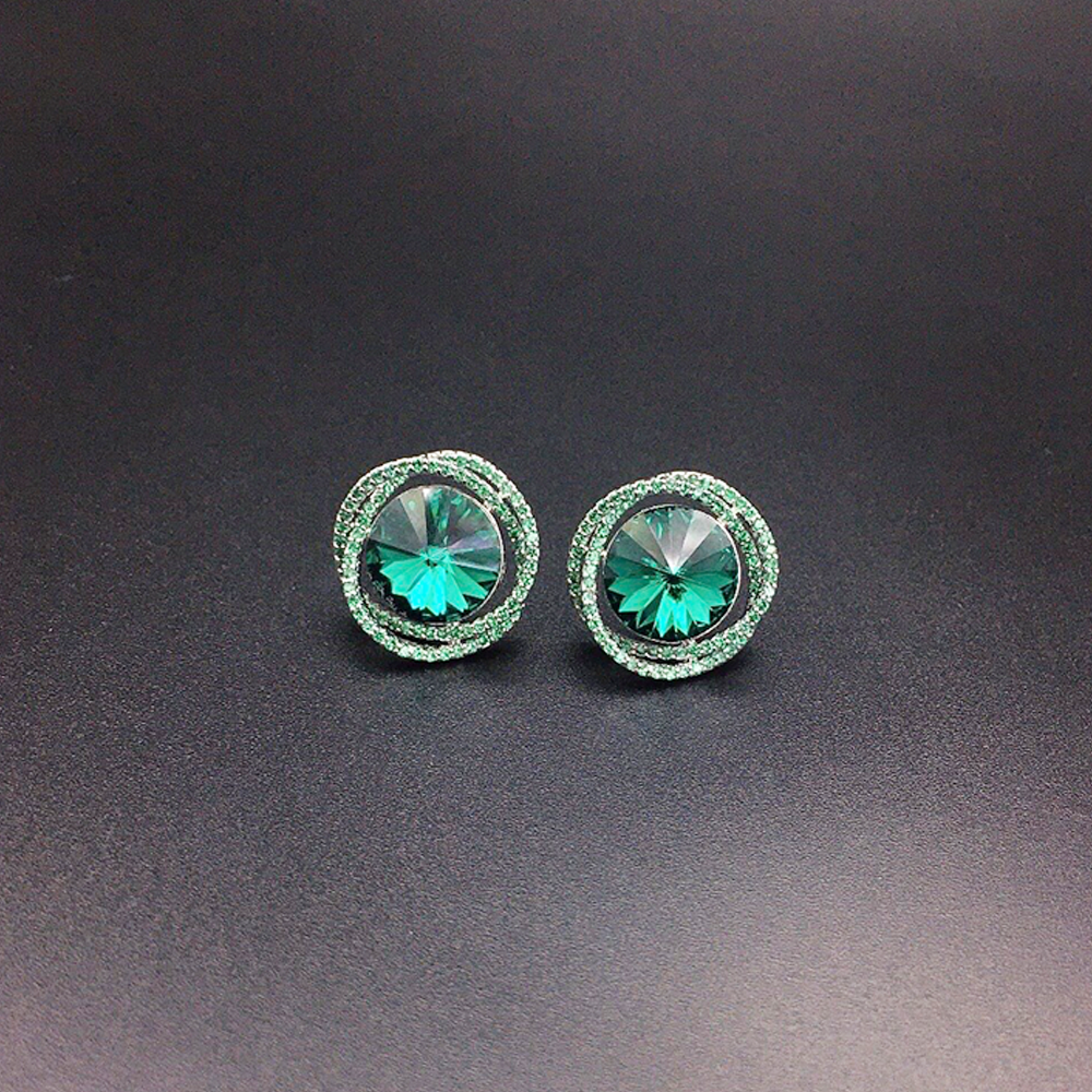Elegant Sapphire Blue Round Crystal Stud Earrings for Women