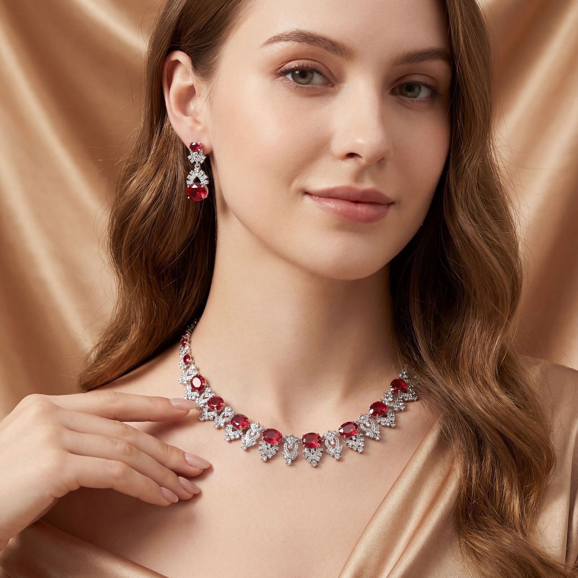 Luxury Multicolor Gemstone Necklace Set for Women – Elegant Statement Jewelry with Matching Earrings