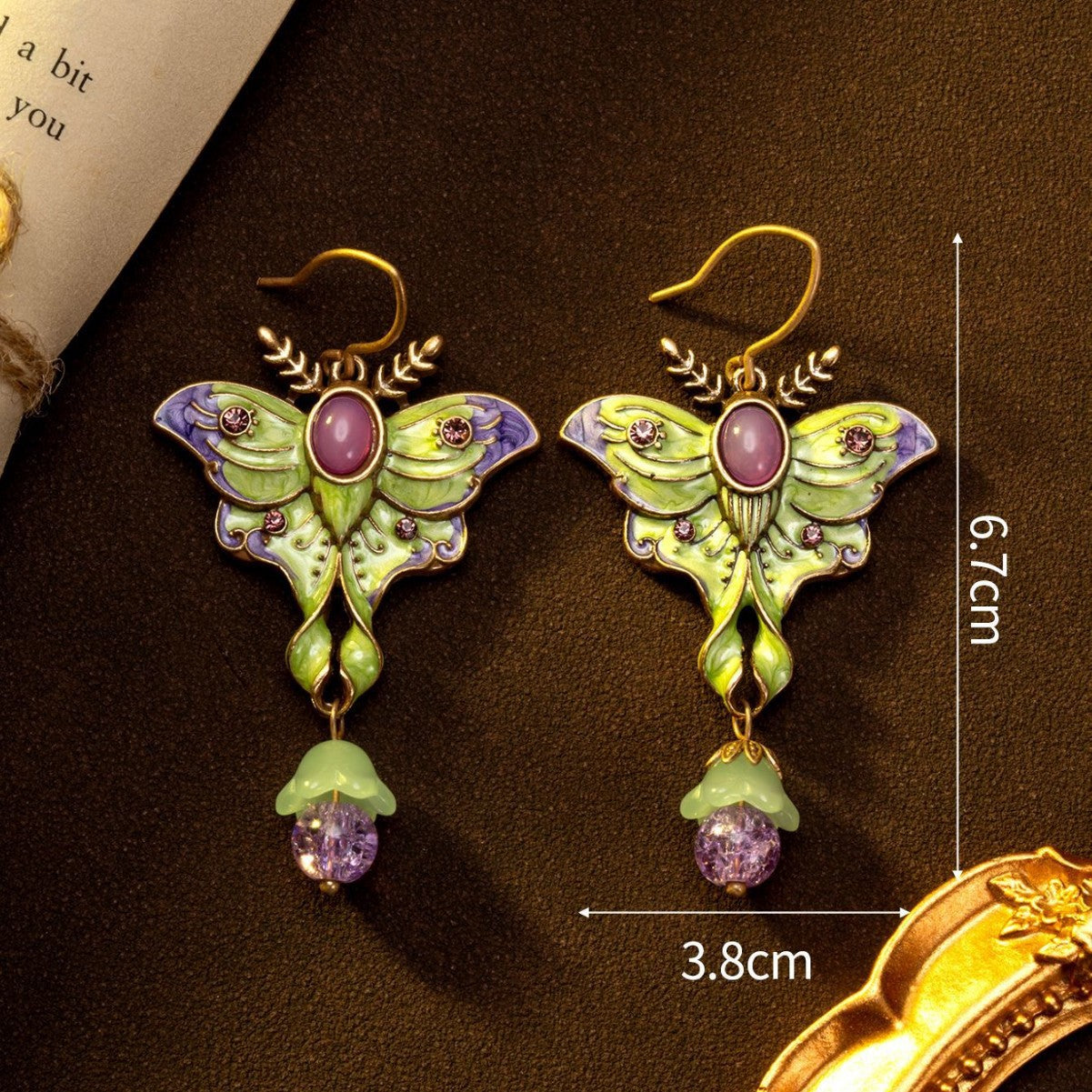 Boucles d'oreilles papillon en émail mignon médiéval