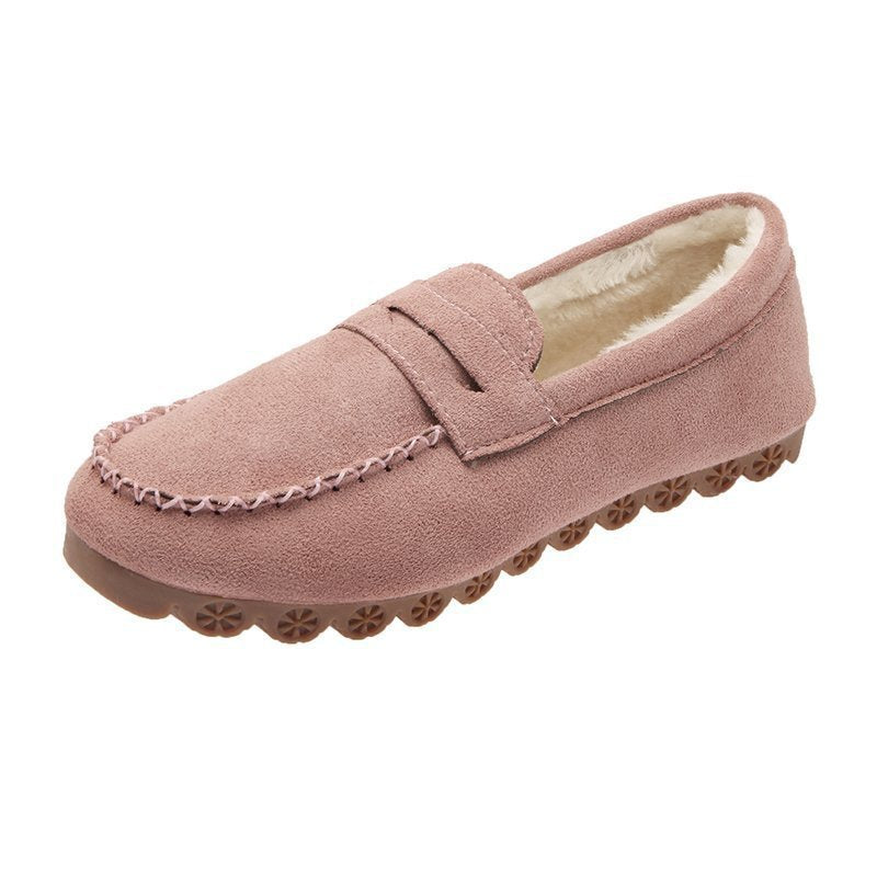 Fashion large size velvet beef tendon soft-soled loafers