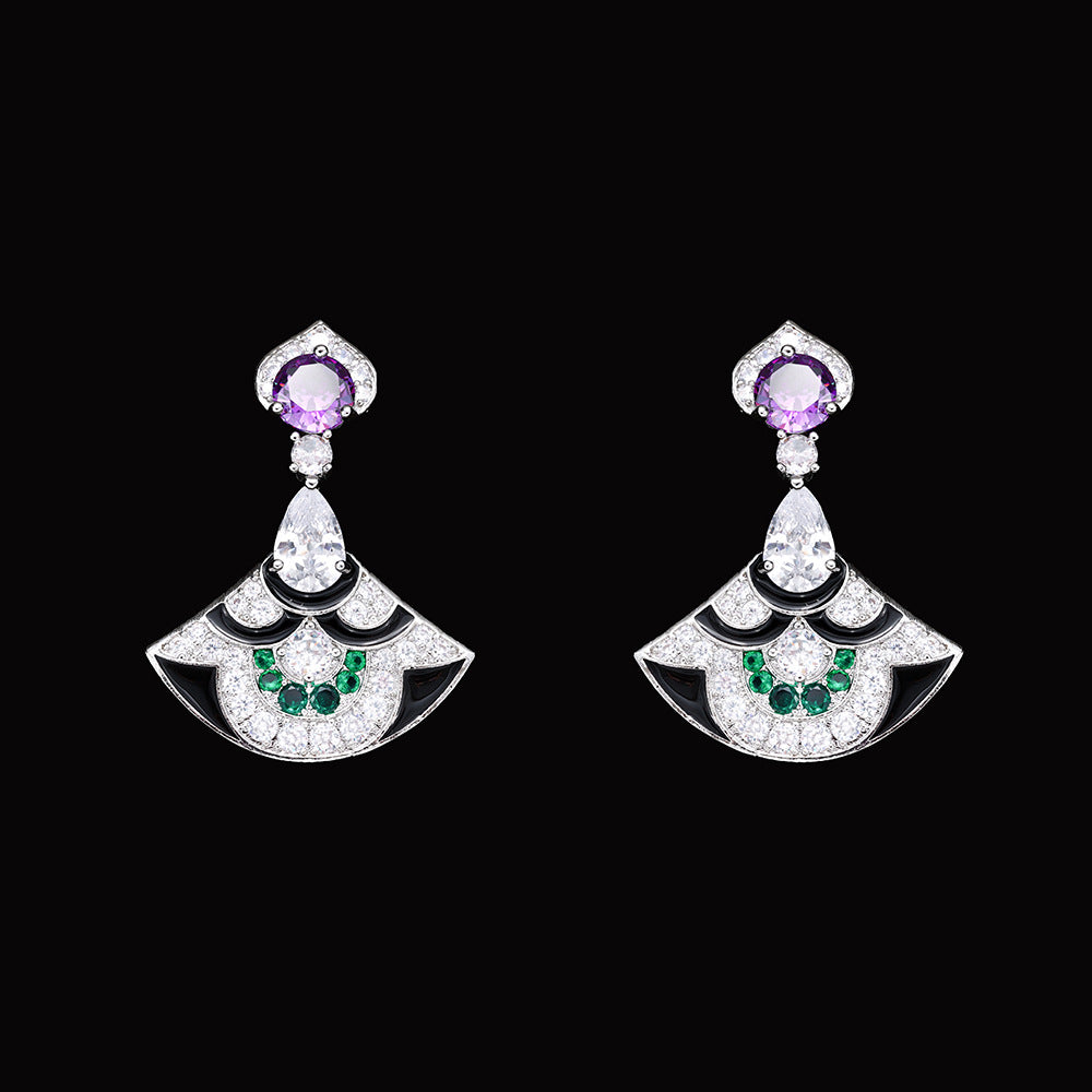 Luxury Green Crystal Necklace Set Gold Plated Copper Alloy Statement Jewelry for Women