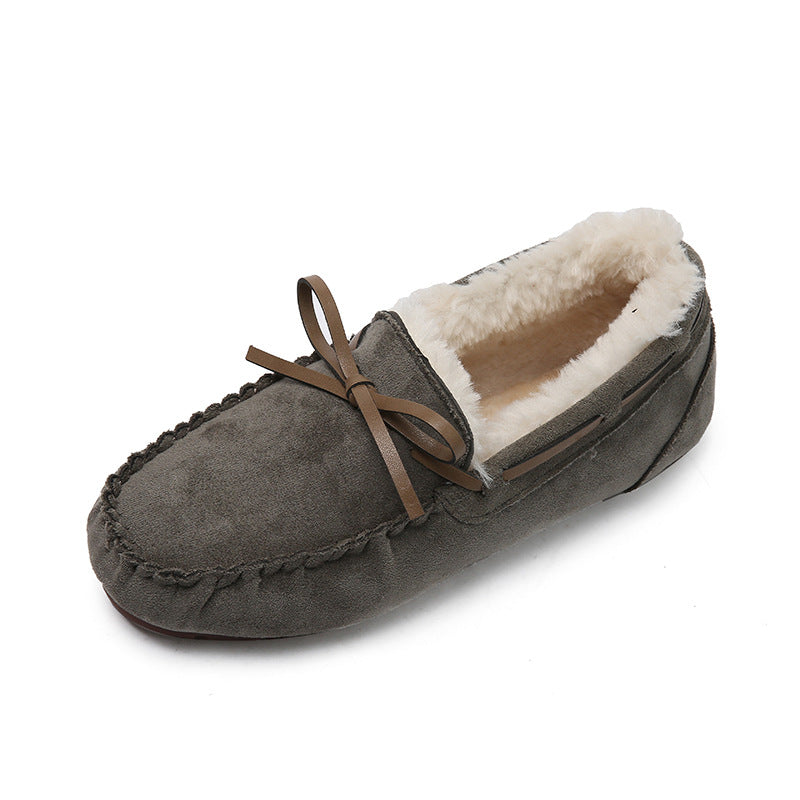 Winter large size soft-soled fleece loafers