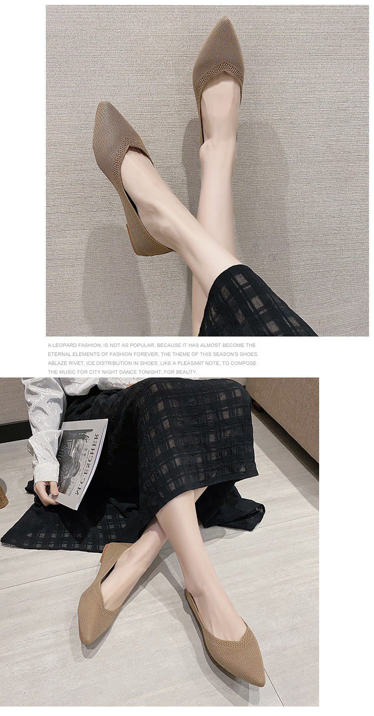 Stylish pointed woven comfortable flat loafers