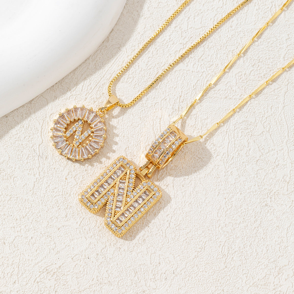 Full Diamond Rock Sugar 26 Letter Necklace