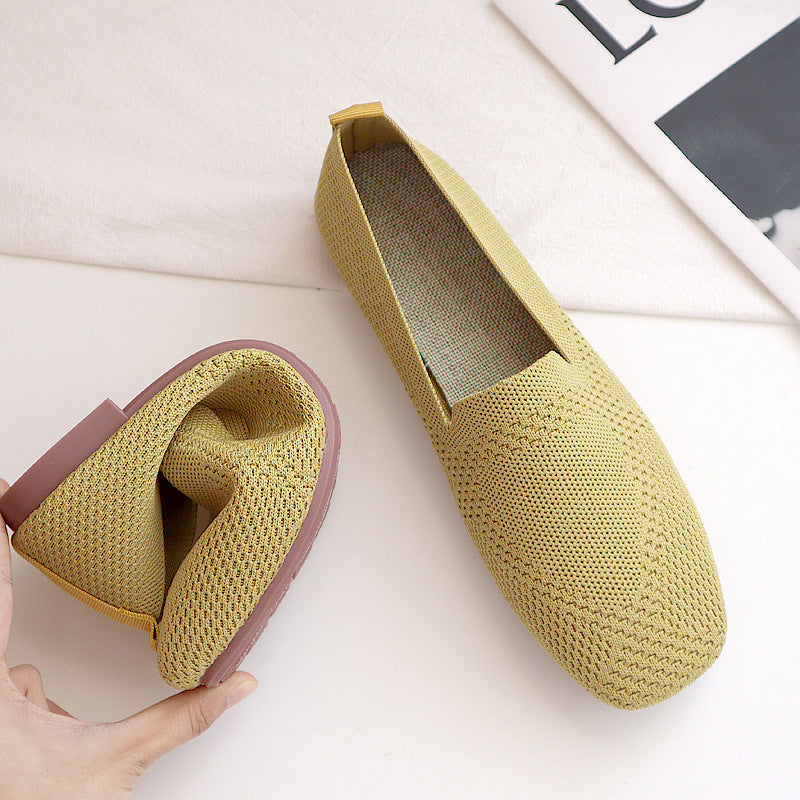 Fashion one-pedal woven breathable flat-soled loafers