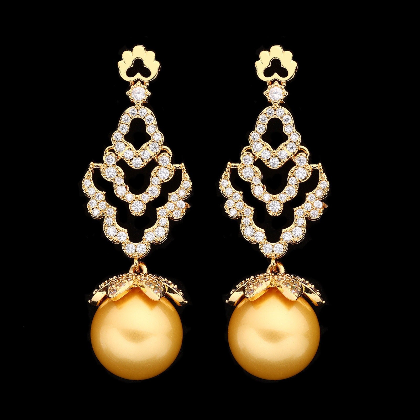 Luxury Gold Pearl Jewelry Set – Necklace Earrings Bracelet Ring for Women