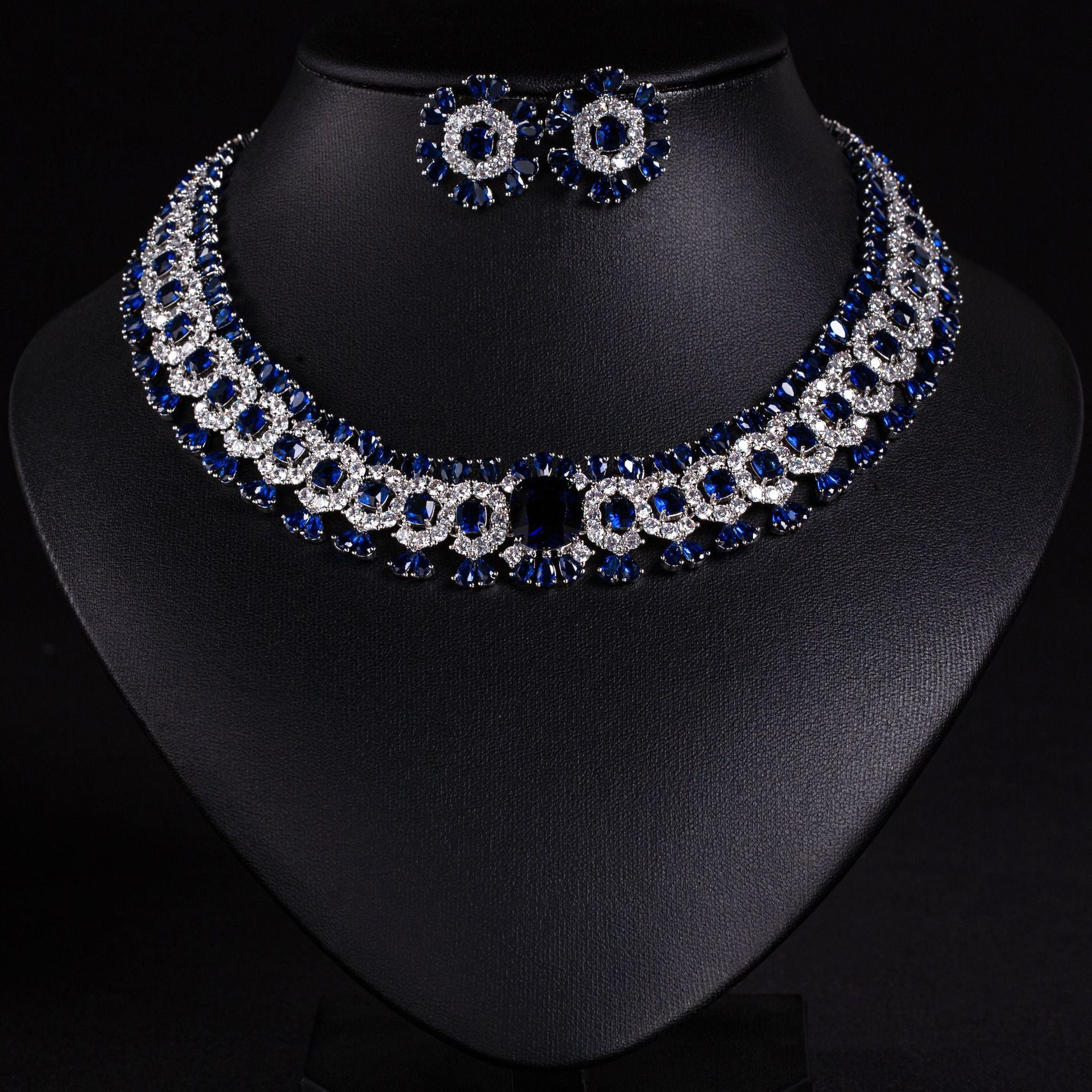 Ensemble collier et boucles d'oreilles de luxe en cristal jaune pour soirée de gala