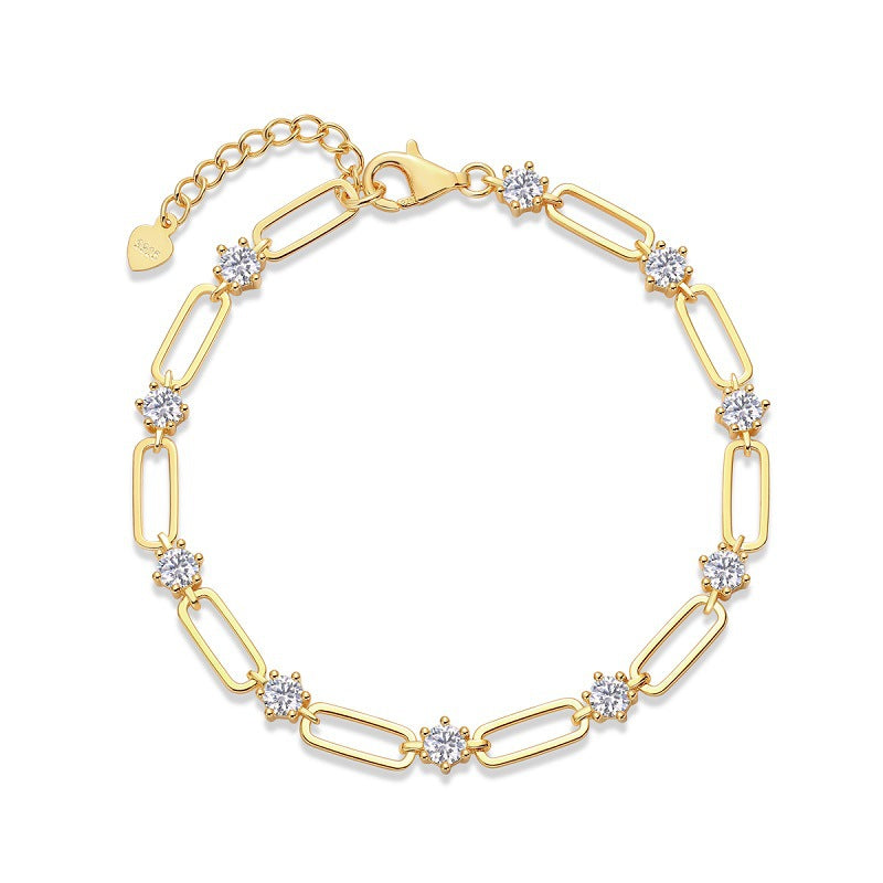 S925 silver-plated back-shaped moissanite bracelet