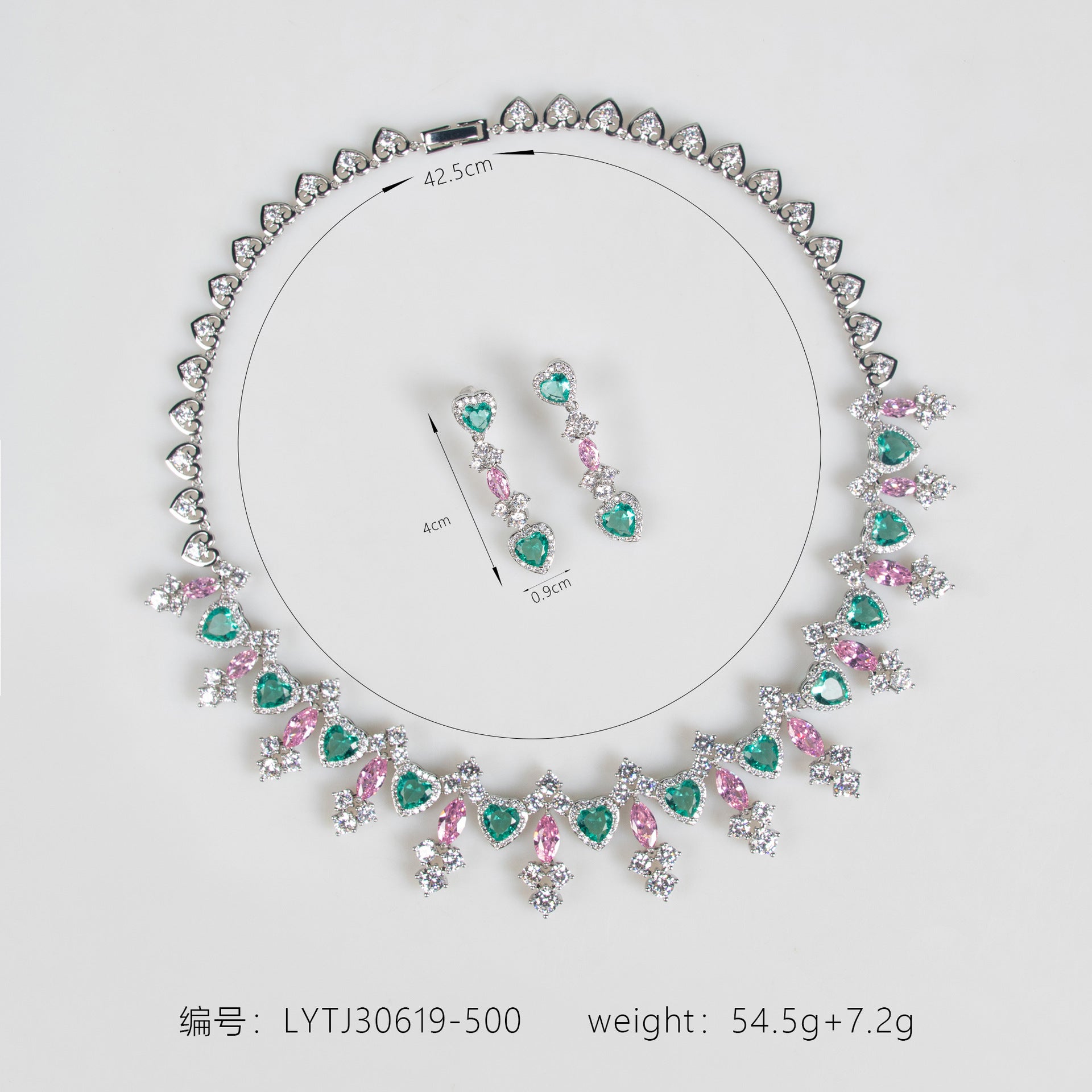 Luxury Emerald Green Crystal Necklace Earrings Set – Romantic Statement Jewelry for Women