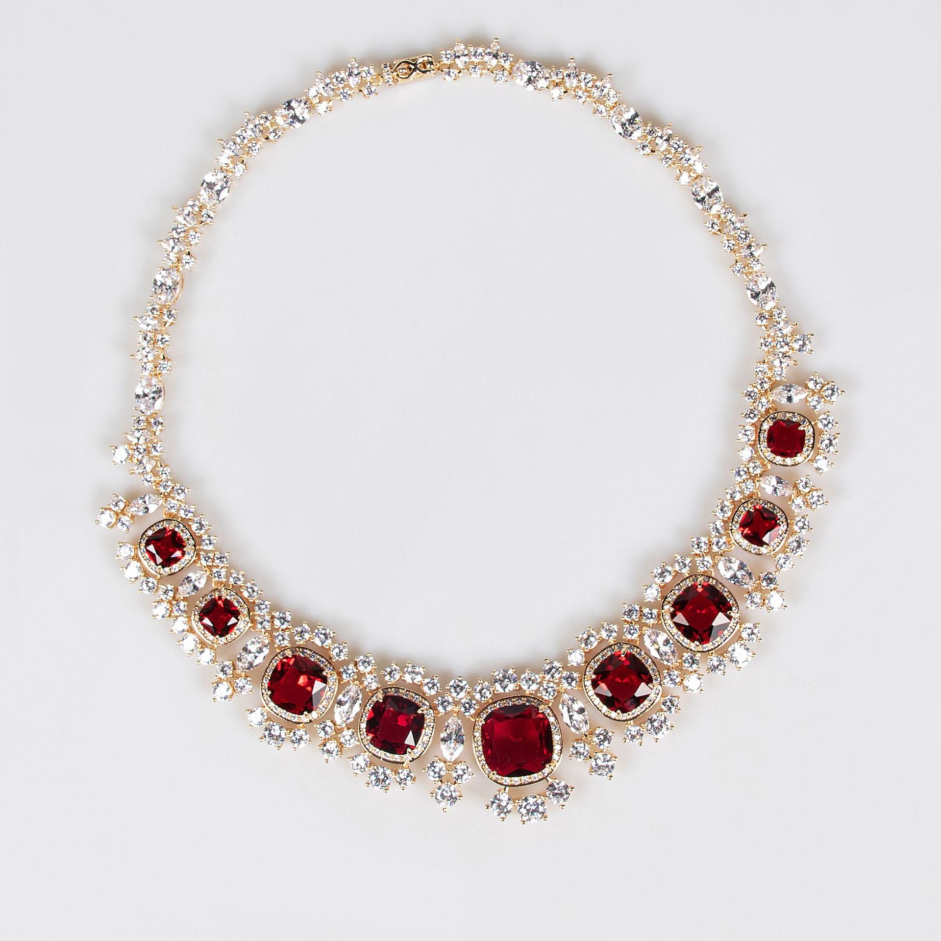 Luxury Red Gemstone Jewelry Set – Elegant Necklace Earrings for Women