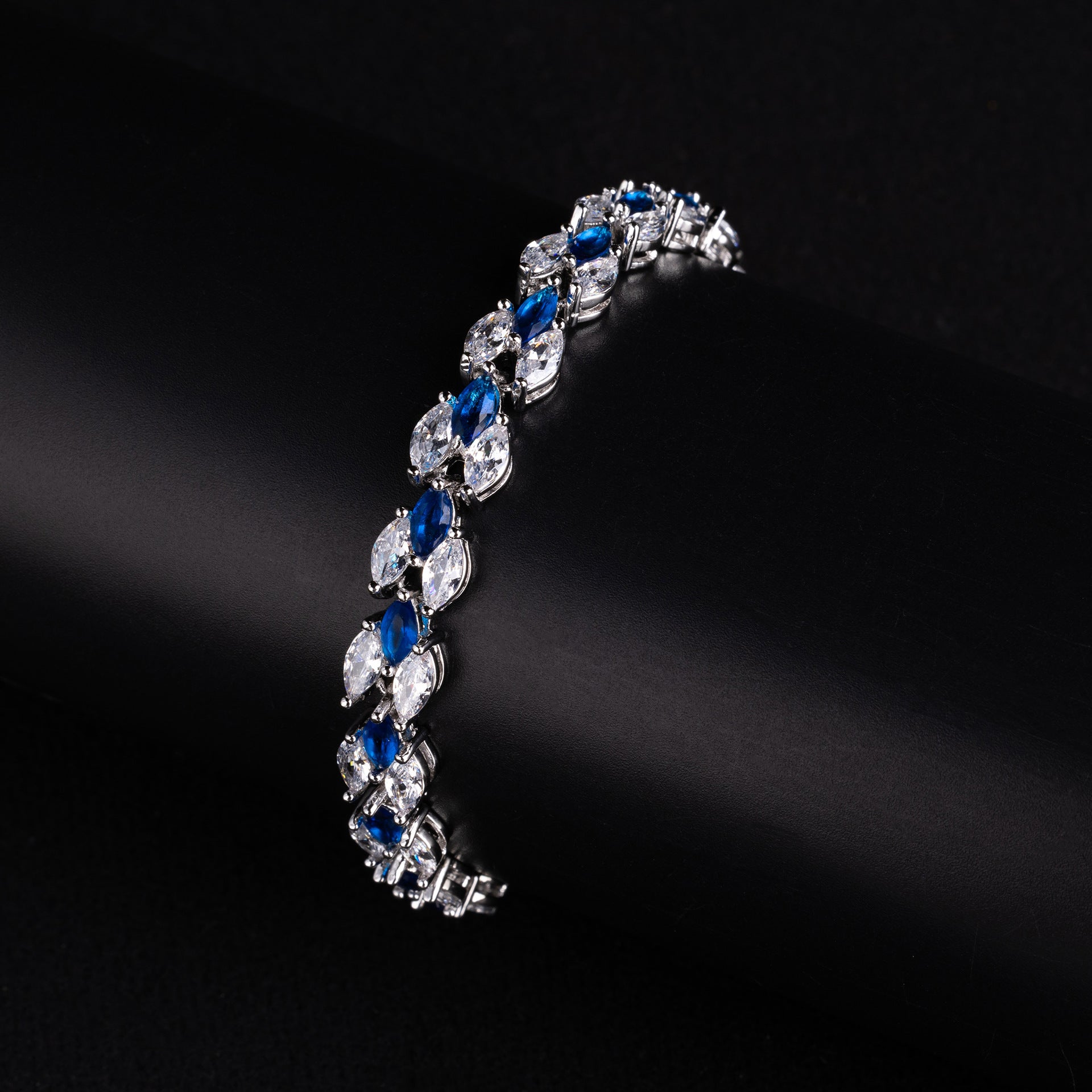 Elegant Marquise Crystal Bracelet – Silver Tone Jewelry for Women