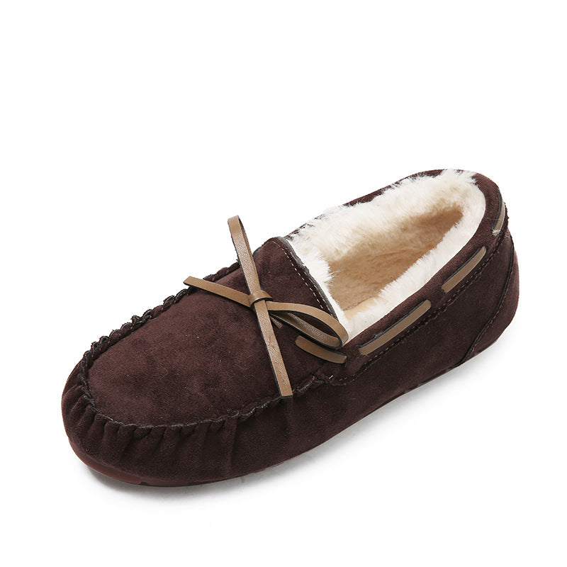 Winter large size soft-soled fleece loafers