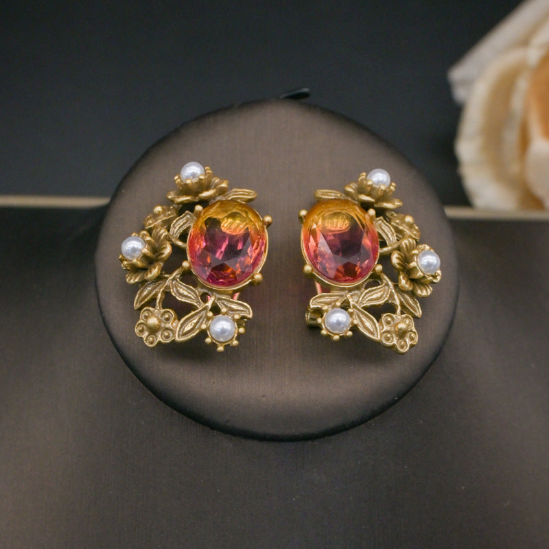 Vintage French gradual change of color gemstone earrings