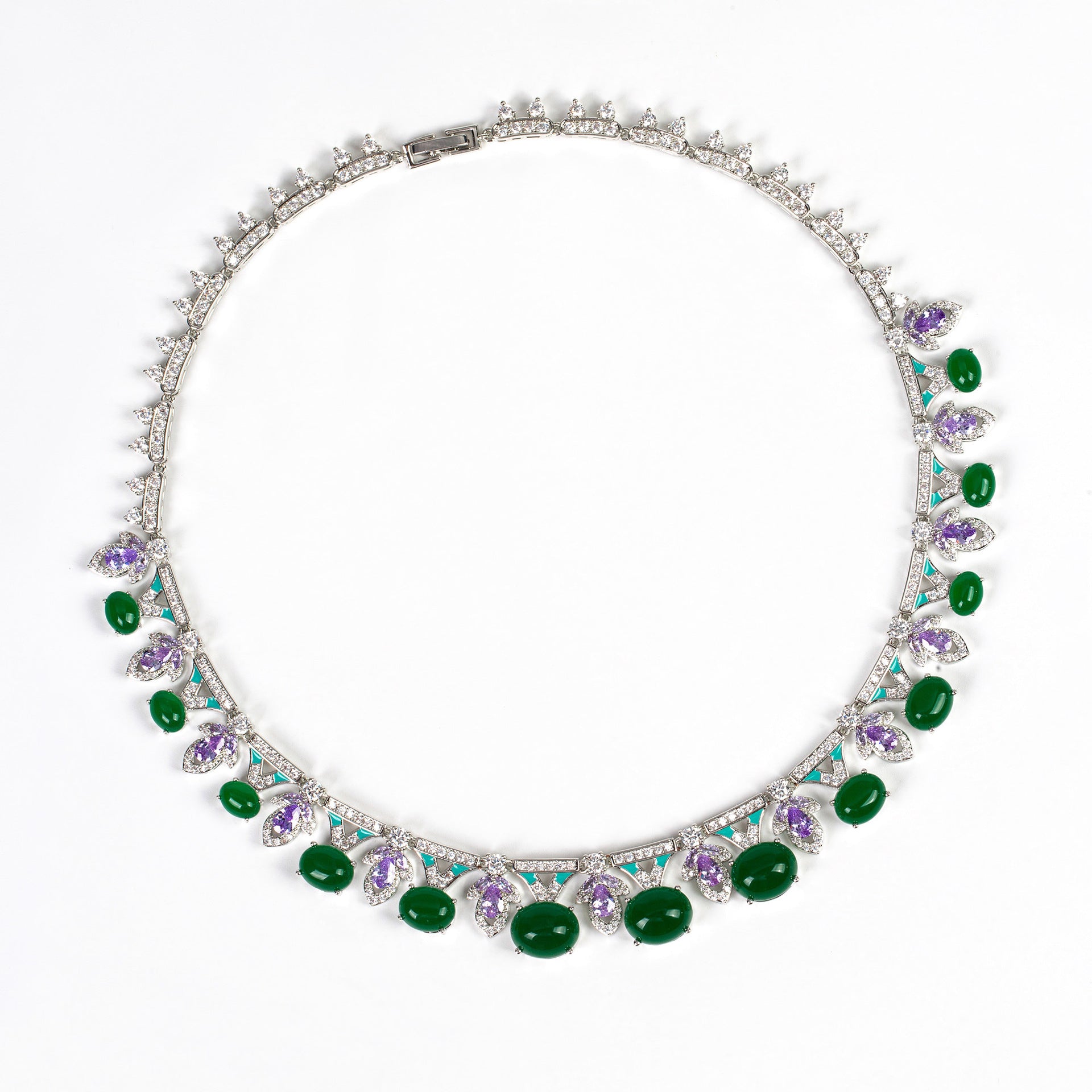 Luxury Amethyst Purple Crystal Necklace and Earrings Jewelry Set