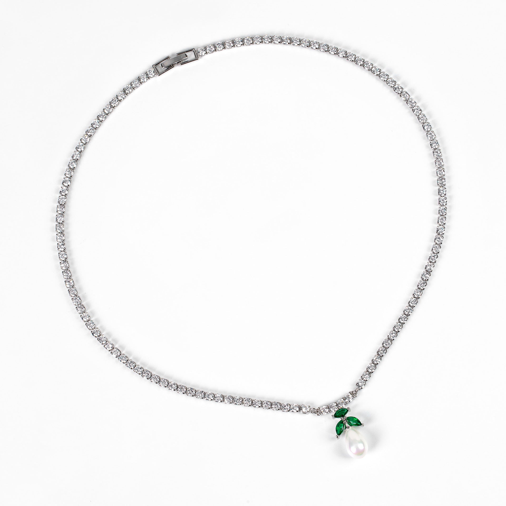 Luxury Pearl Drop Crystal Necklace Earrings Set – Elegant Jewelry for Women