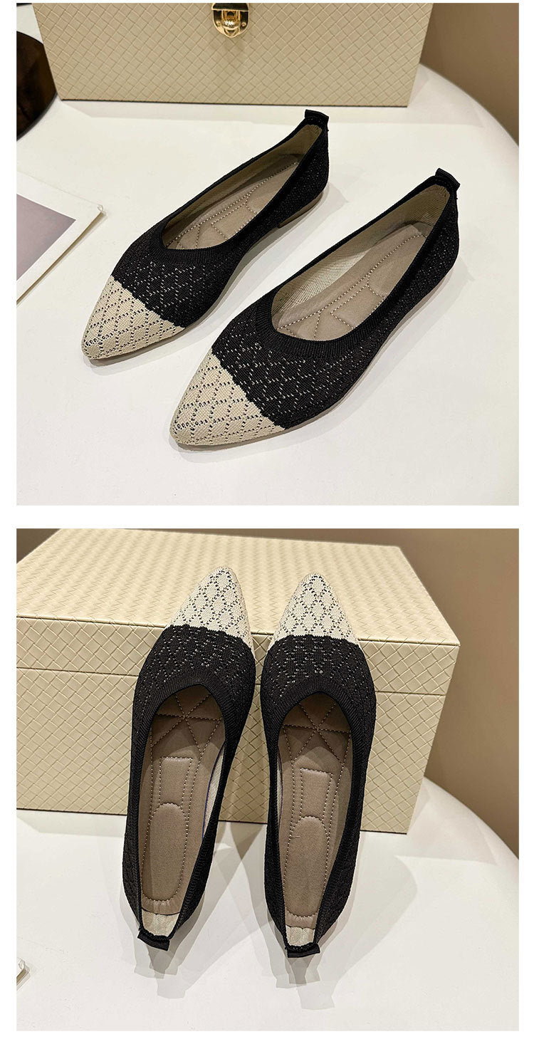 Stylish pointed woven breathable soft-soled loafers