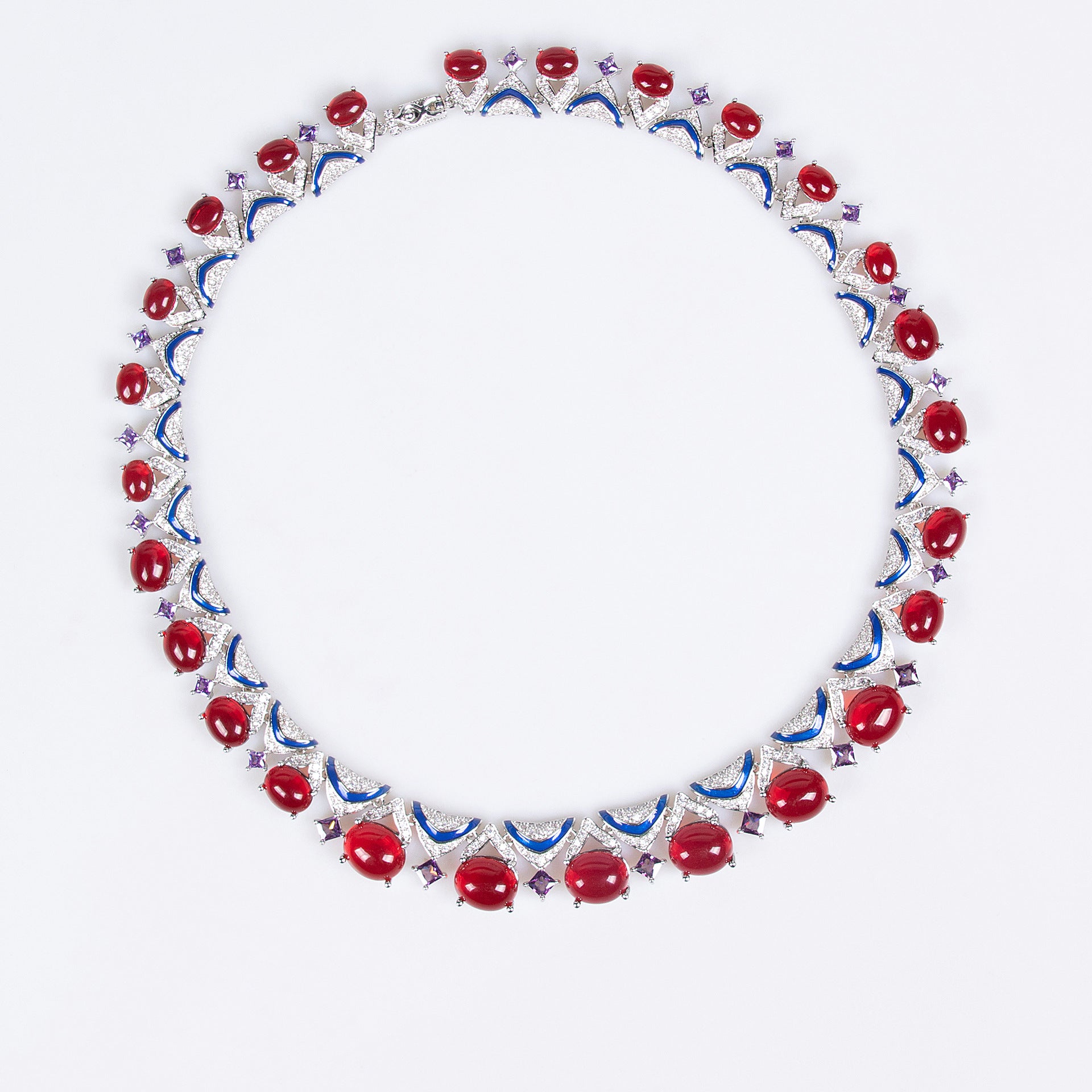 Elegant Ruby Red Crystal Jewelry Set – Luxury Necklace and Earrings for Women
