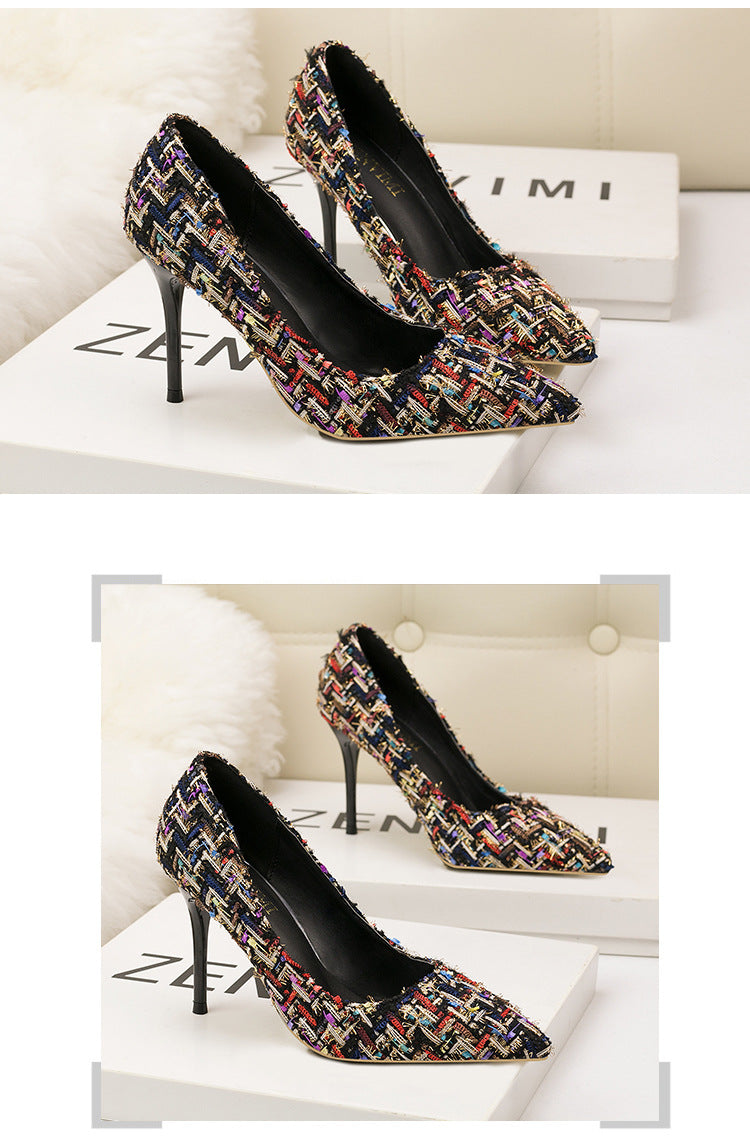 Xiaoxiangfeng fashion pointed head shallow mouth high heels