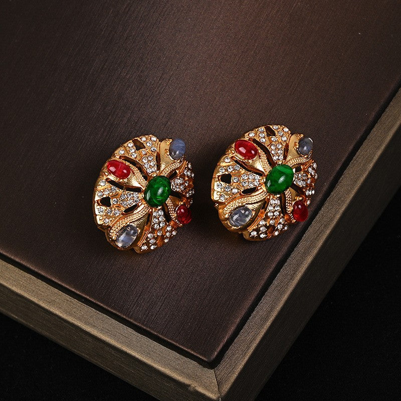 Vintage Rhinestone Necklace Stud Earrings Bracelet Set