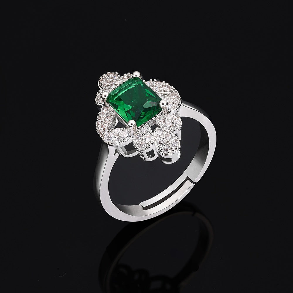 Luxury Emerald Green Crystal Jewelry Set – Necklace Earrings Bracelet Ring for Women