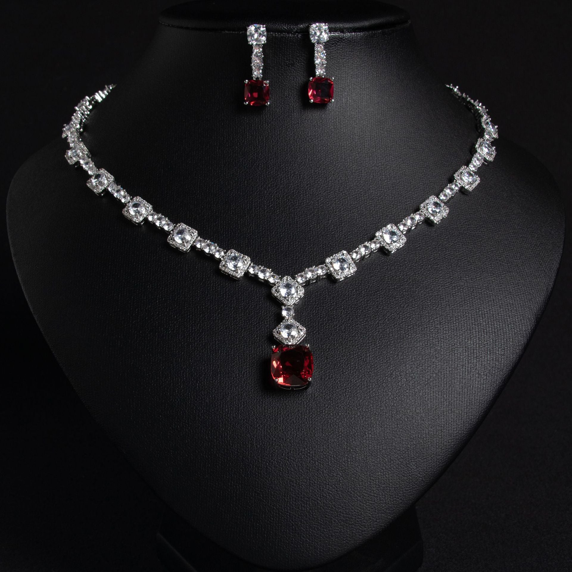 Luxury Golden Yellow Crystal Necklace Set – Sparkling Evening Jewelry for Women