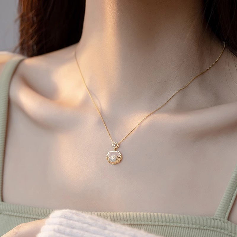 S925 Sterling Silver Gold Safety Lock Necklace