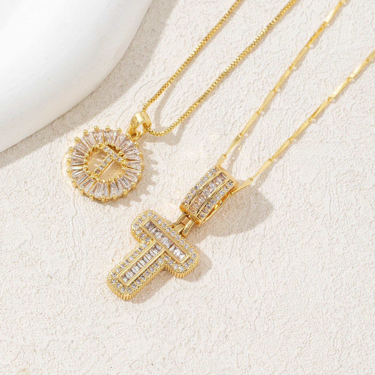 Full Diamond Rock Sugar 26 Letter Necklace