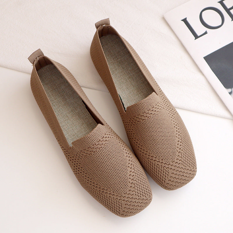 Fashion one-pedal woven breathable flat-soled loafers