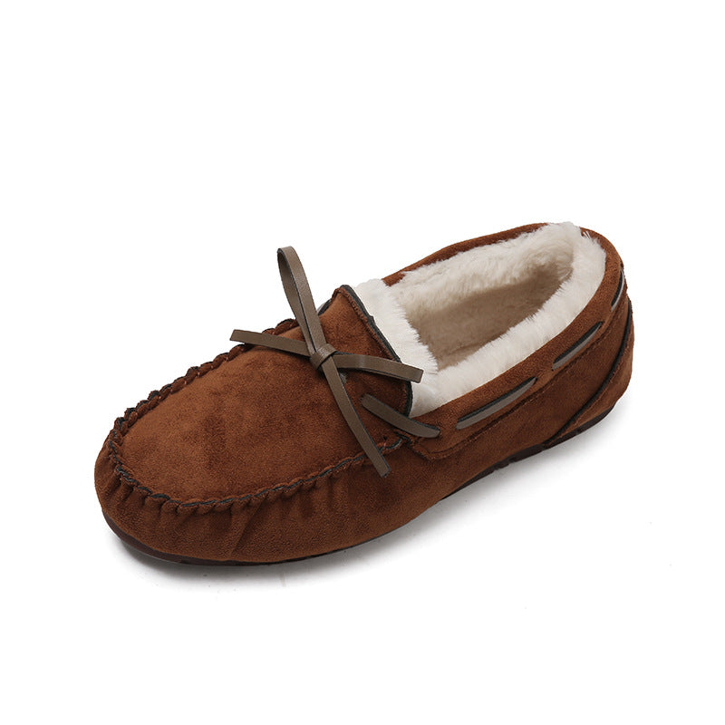 Winter large size soft-soled fleece loafers