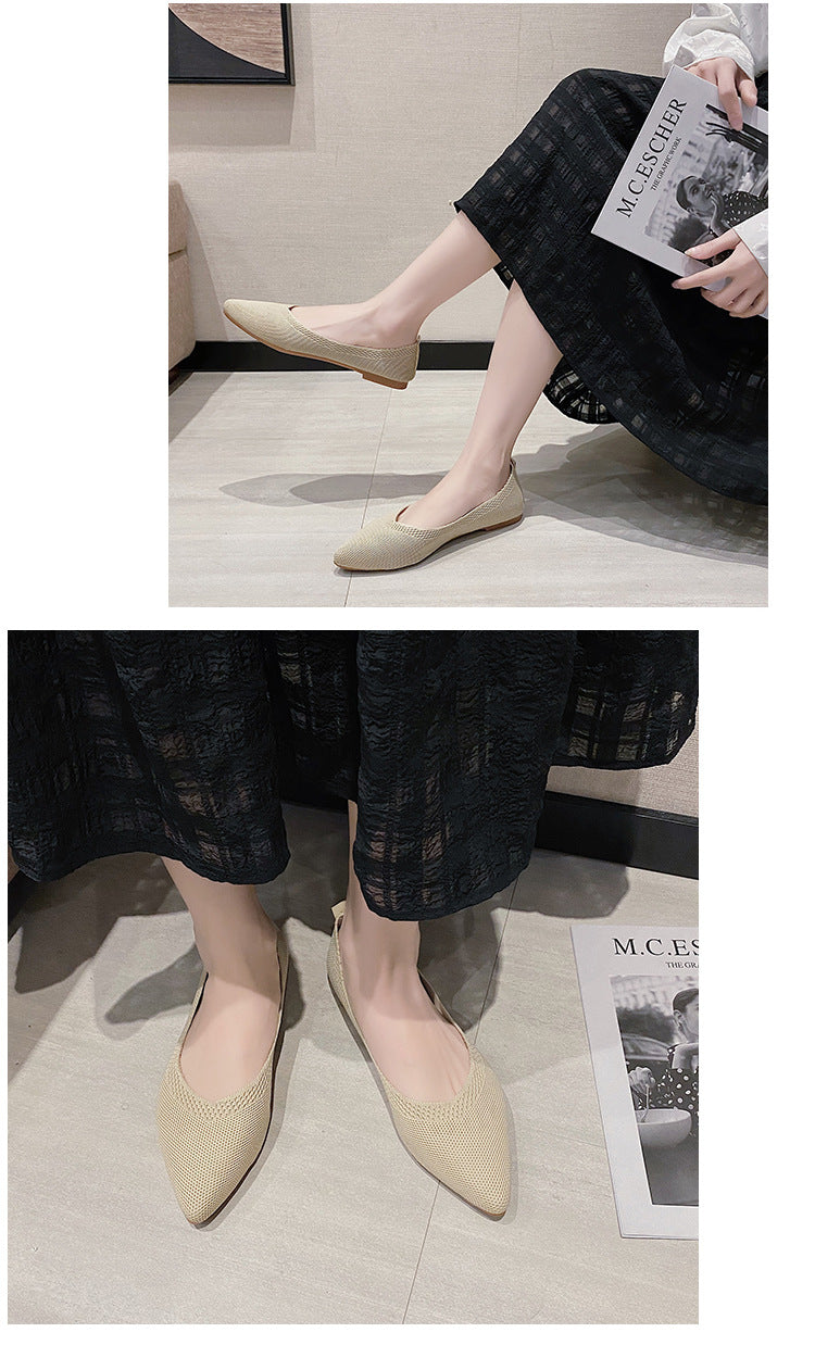 Stylish pointed woven comfortable flat loafers