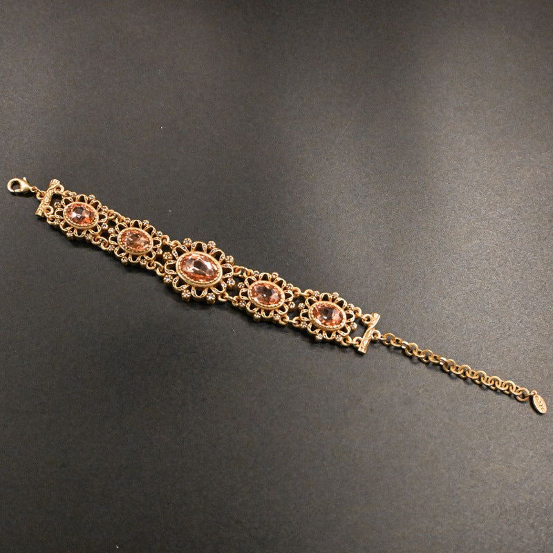 Retro electroplated glazed hollow relief jewelry set