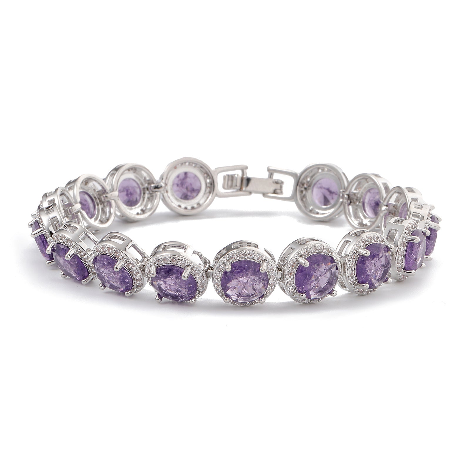 Fashion gold-plated hollow round zircon bracelet