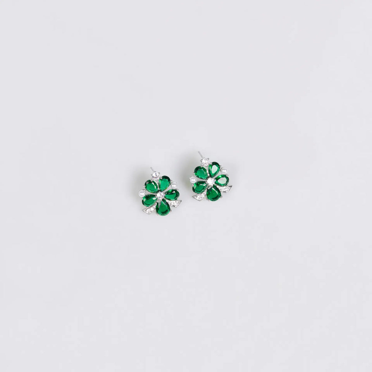 Luxury Emerald Green Floral Necklace Set for Women – Marquise Crystal Jewelry with Matching Earrings