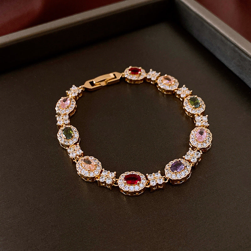 Vintage light luxury zircon buckle bracelet