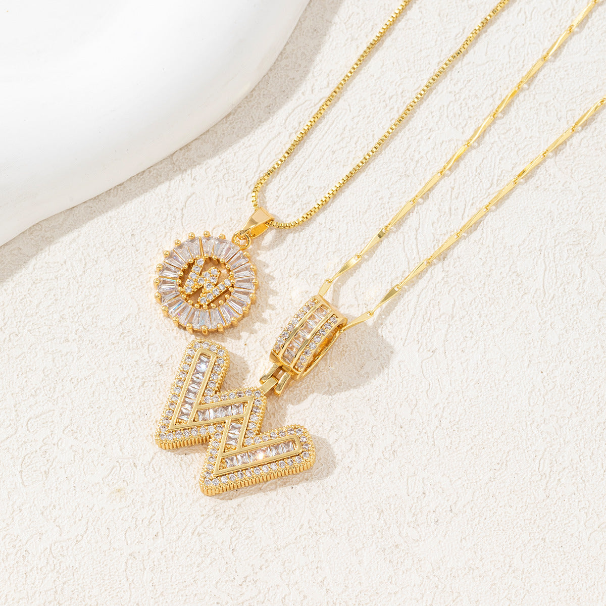 Full Diamond Rock Sugar 26 Letter Necklace