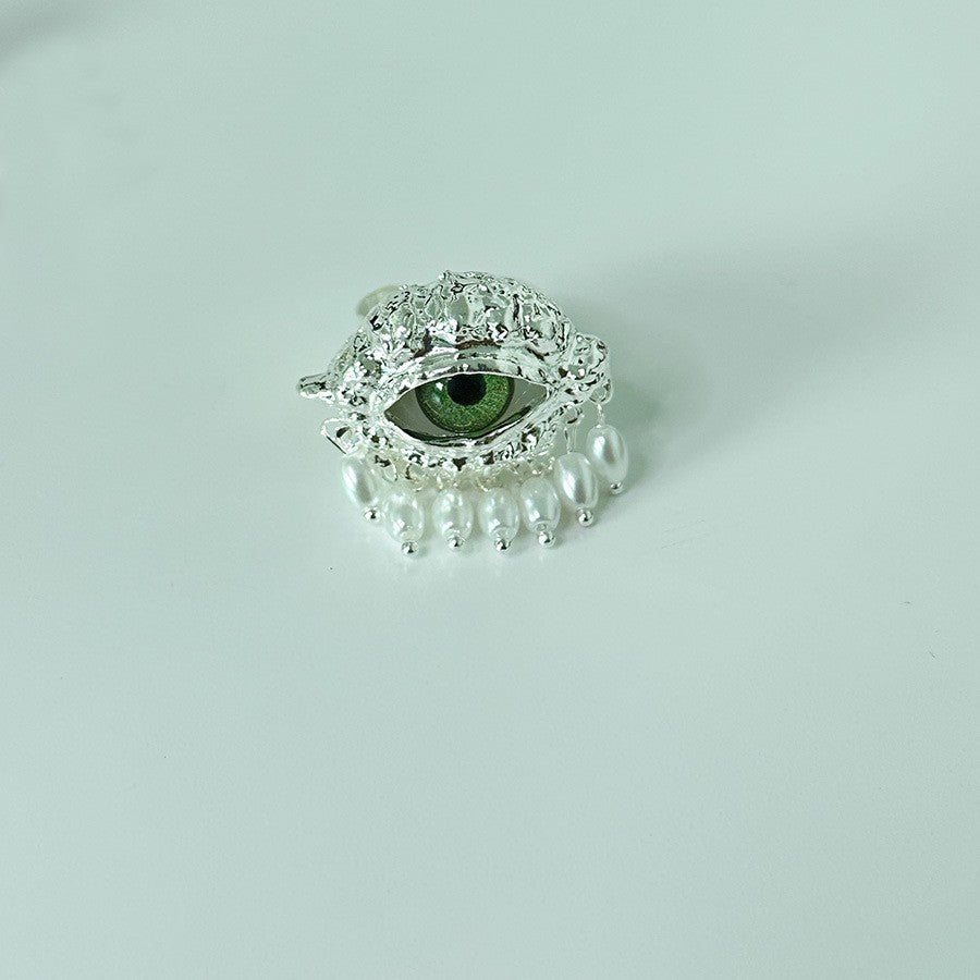 Personalized Demon's Eye Pearl Tassel Necklace, ring, earring, jewelry set