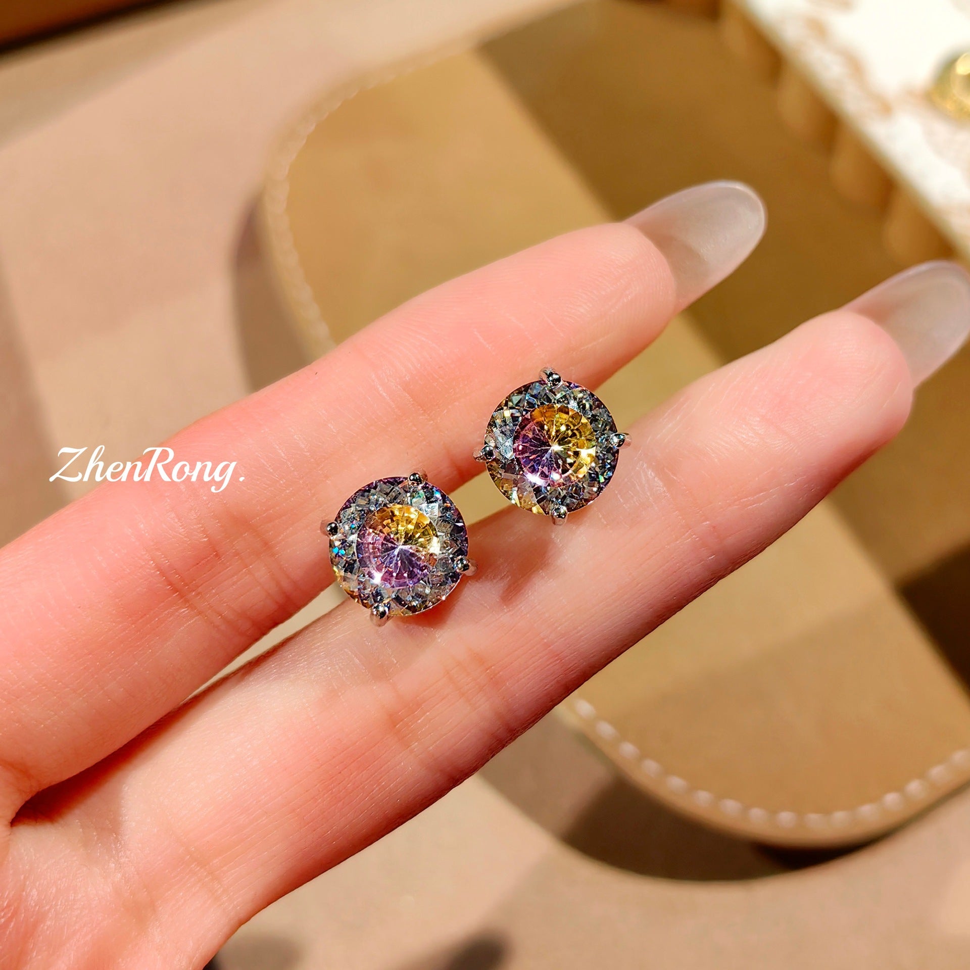 Parure de bijoux de luxe en cristal bleu-vert – Collier, boucles d'oreilles et bague pour femme
