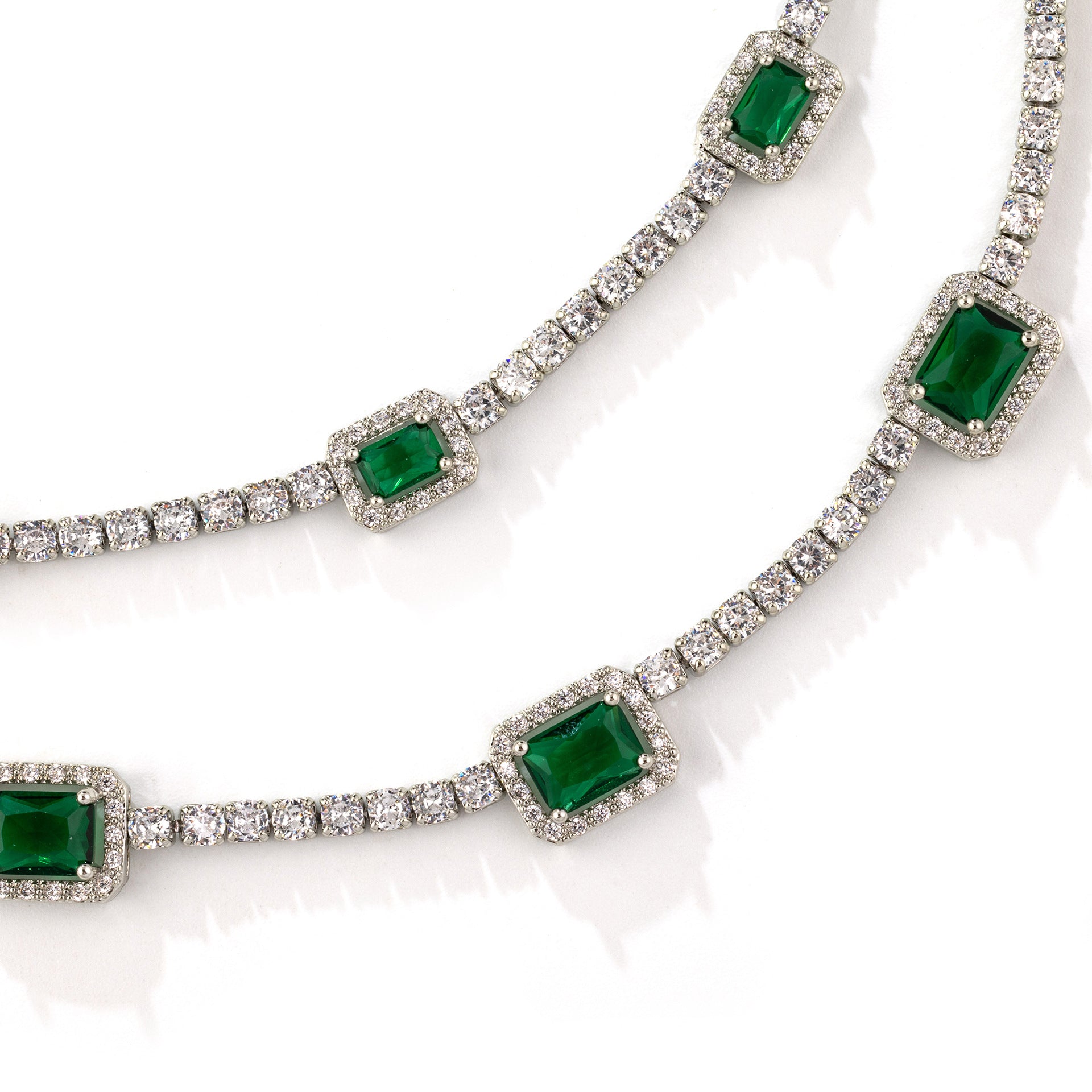 Luxury Ruby Crystal Necklace Earrings Set – Sparkling Silver Statement Jewelry