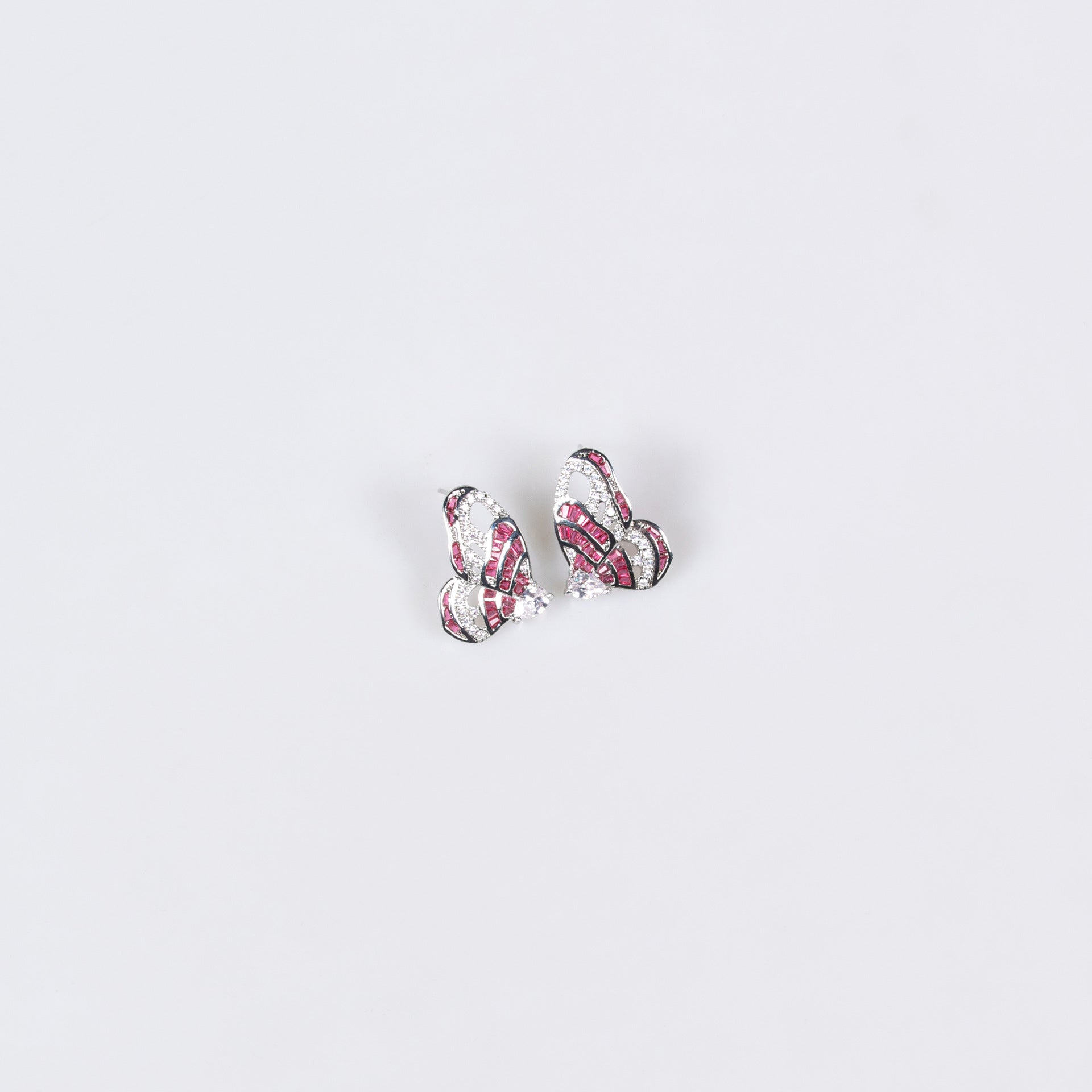 Luxury Purple Butterfly Crystal Necklace Earrings Ring Jewelry Set
