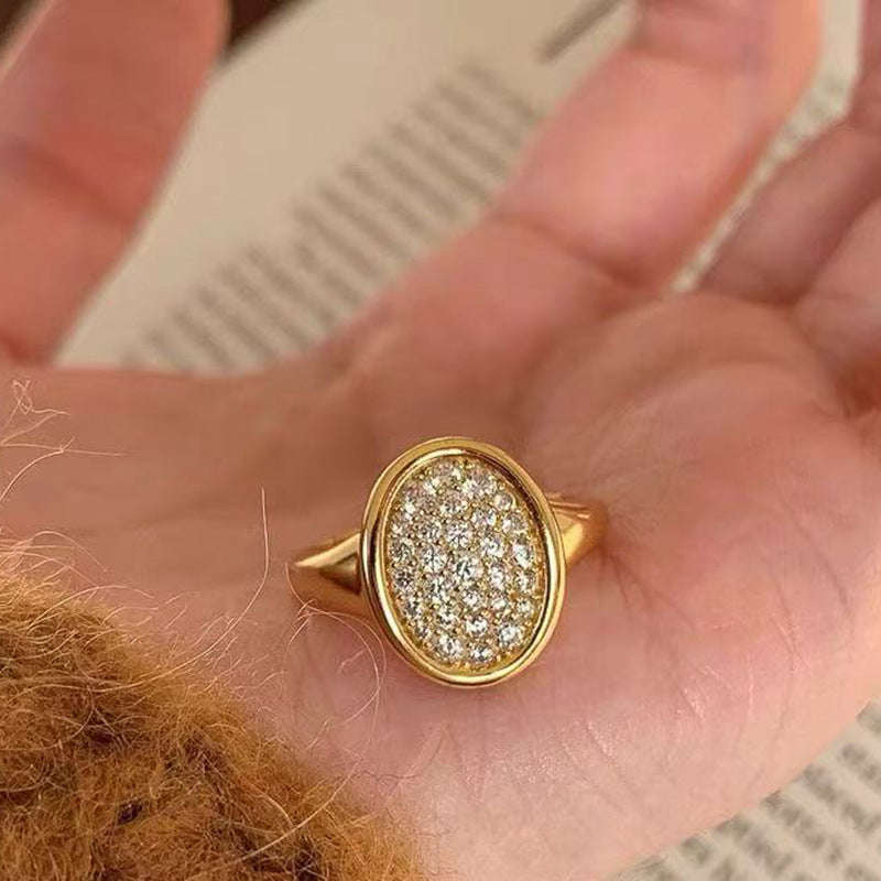 S925 Sterling Silver Gold Plated Full Diamond Ring