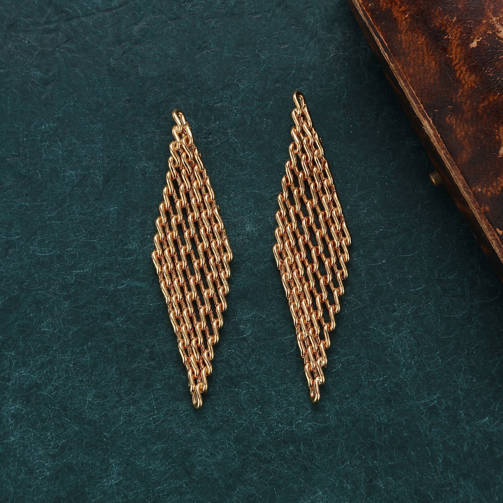 Gold Luxury Gem Necklace Earrings Set