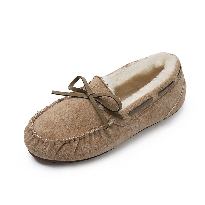 Winter large size soft-soled fleece loafers