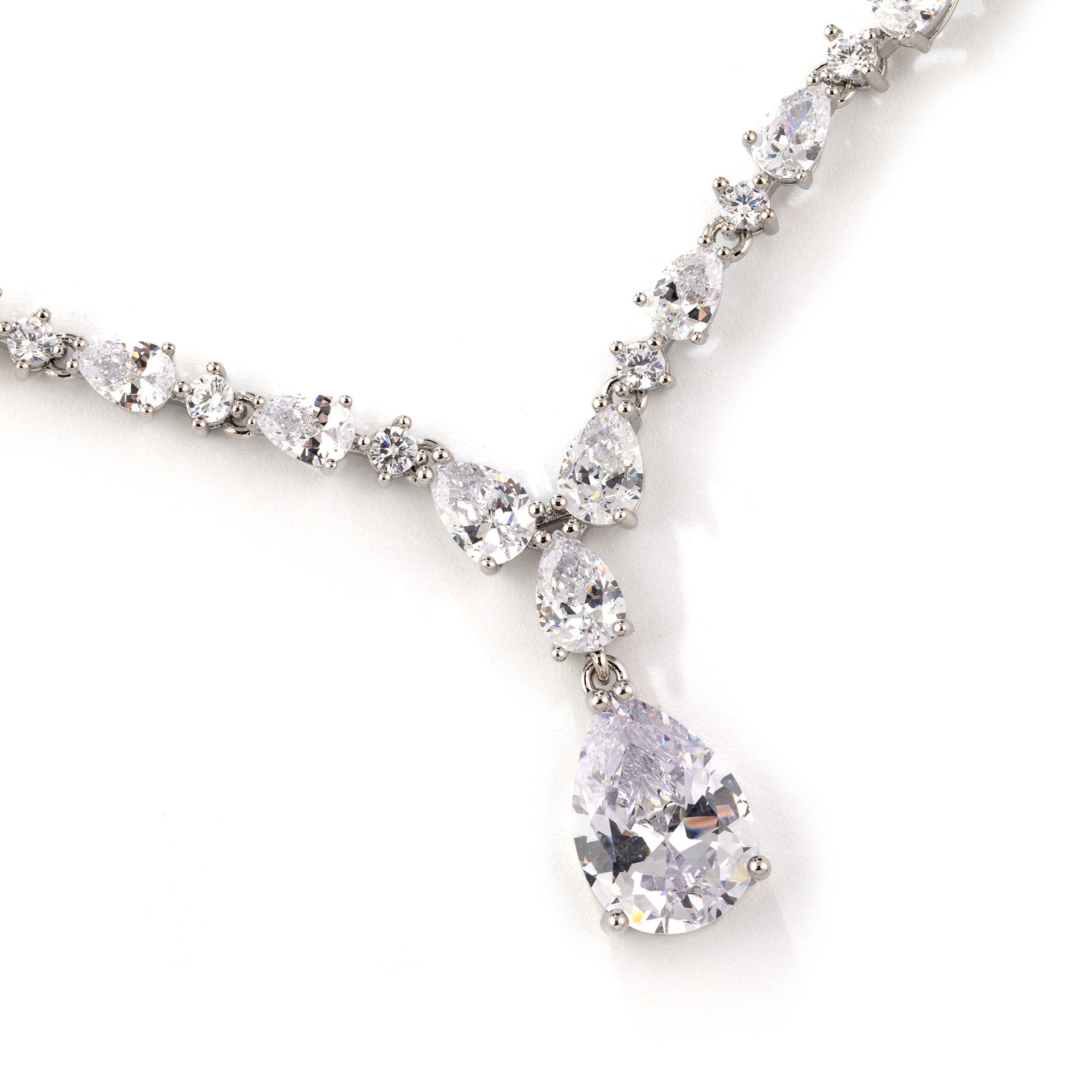 Classic Teardrop Crystal Bridal Necklace Set – Elegant Wedding Jewelry